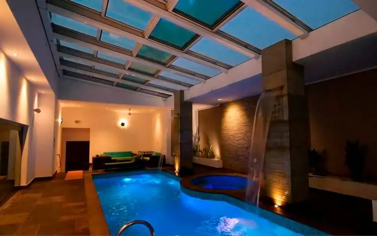 Airclos T6000 Retractable roof. Automatic roof to cover a pool, New Delhi, India